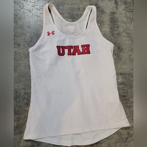 Under Armour Women's White and Red Utah Tank Top